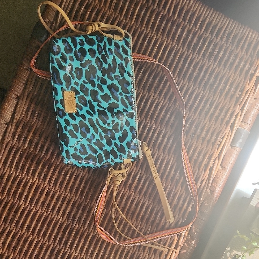 Consuela Blue Leopard Crossbody Bag